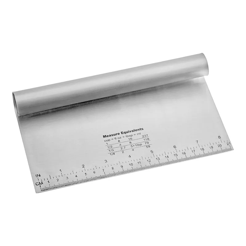 Final Sale Choice 8 5/8" x 4 3/4" Stainless Steel Dough Cutter / Bench Scraper with Measurements