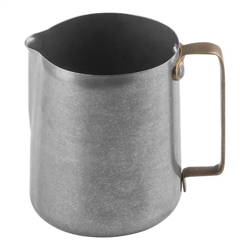 TableCraft 24 oz. Vintage Finish Stainless Steel Frothing Pitcher with Gold Handle 12058 Editor’s Pick