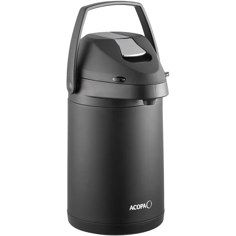Editor’s Pick Acopa 3 Liter Stainless Steel Lined Matte Black Airpot with Metal Lever