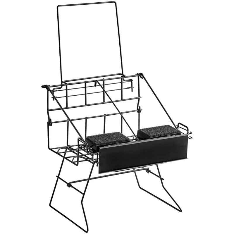Choice 14" x 10" x 9 7/8" Black Wire 2 Compartment Airpot Rack with Drip Trays Exclusive Offer