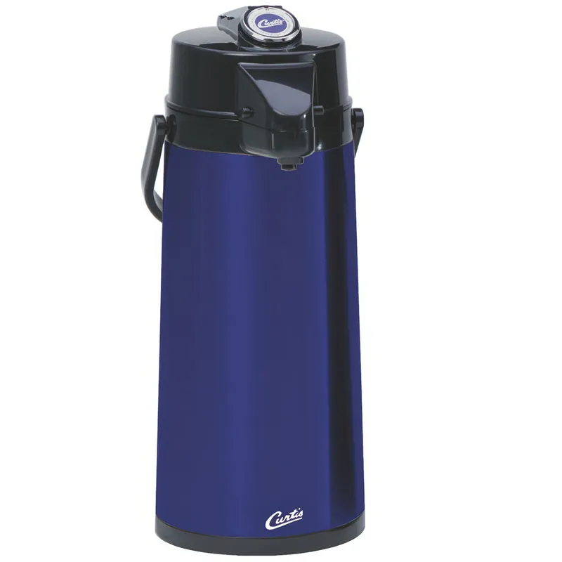 Curtis ThermoPro 2.2 Liter Glass Lined Blue Airpot with Lever TLXA2204G000 - 6/Case Fan Favorite