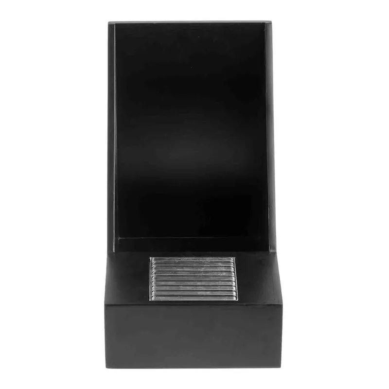 TableCraft 10 7/8" x 7" x 10 3/4" 1 Compartment Black Wood Airpot Rack with Drip Tray 12644 Original