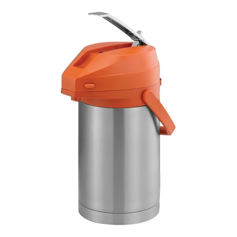 Service Ideas Color-Me-SVAC 2.5 Liter Brushed Stainless Steel Lined Airpot with Lever and Orange Top CTAL25OR Latest