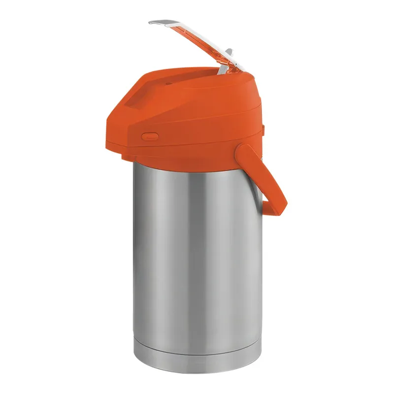 Service Ideas Color-Me-SVAC 3 Liter Brushed Stainless Steel Lined Airpot with Lever and Orange Top CTAL30OR Super Sale