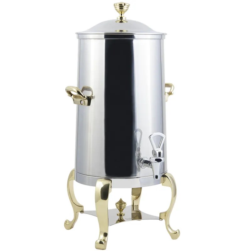 Bon Chef 49001-1 Roman 1.5 Gallon Insulated Stainless Steel Coffee Chafer Urn with Brass Trim New Release