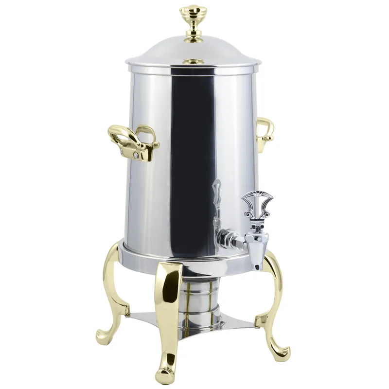 Bon Chef 49105 Roman 5.5 Gallon Stainless Steel Coffee Chafer Urn with Brass Trim Flash Sale
