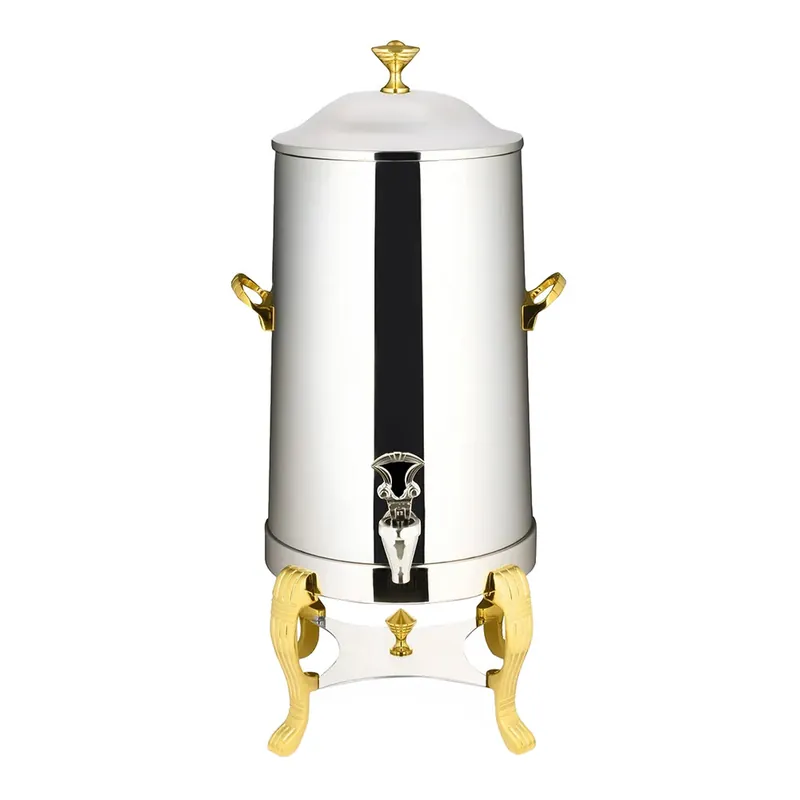Bon Chef Aurora 3 Gallon Vacuum-Insulated Stainless Steel Coffee Chafer Urn with Brass Trim 40203 Exclusive Offer