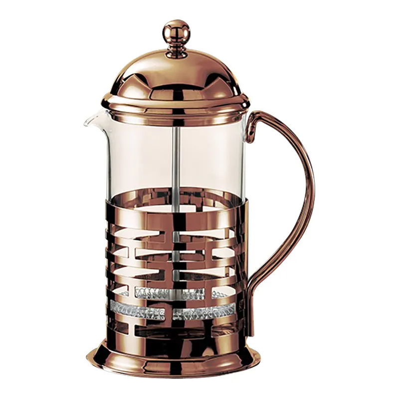 Professional Grade Service Ideas Brick Press 27 oz. Bronze Stainless Steel and Glass French Press T677BRNZ