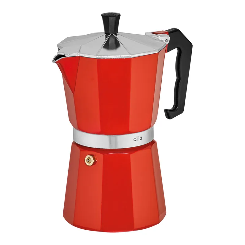 Fast Shipping Cilio 15 oz. Classic Red Moka Pot / Stovetop Espresso Maker C321319