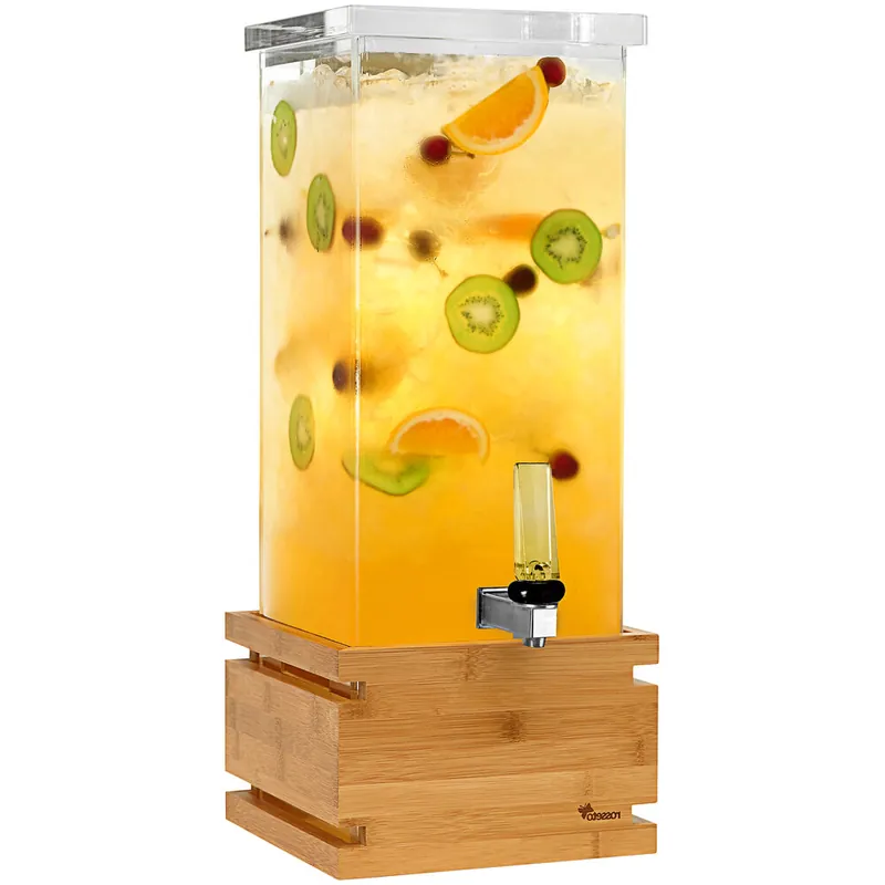 Limited Time Rosseto 3 Gallon Clear Acrylic Square Beverage Dispenser with Bamboo Base LD195