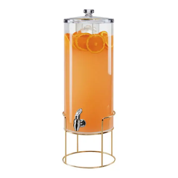 Reduced Price Cal-Mil 22005-3INF-46 Mid-Century 3 Gallon Round Beverage Dispenser with Infusion Chamber and Brass Wire Base