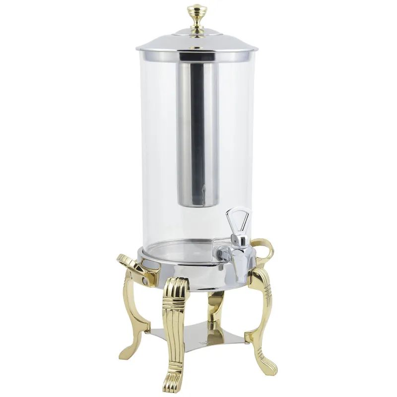 Bon Chef 40500-1 Aurora 2 Gallon Brass Finish Juice Dispenser with Stainless Steel Ice Chamber and Contemporary Handle Free Returns