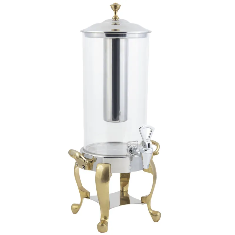 Viral Bon Chef 49500-1 Roman 2 Gallon Brass Finish Beverage Dispenser with Stainless Steel Ice Chamber