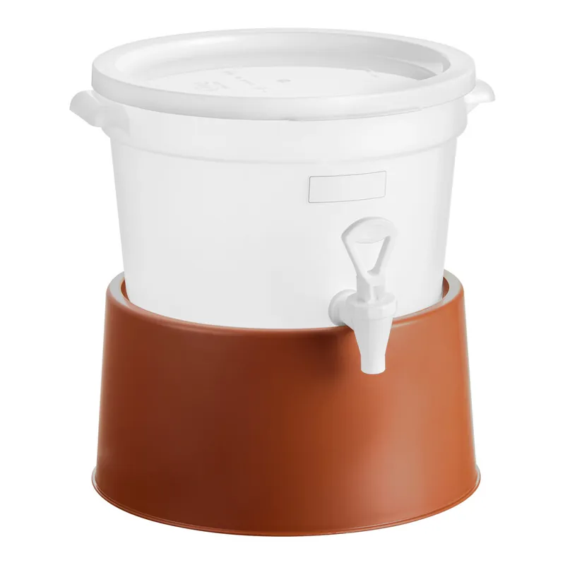 Choice Round 3 Gallon Translucent Beverage Dispenser with Brown Base Price Drop