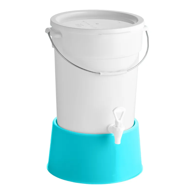 Choice Round 6 Gallon White Beverage Dispenser with Blue Base Exclusive Offer