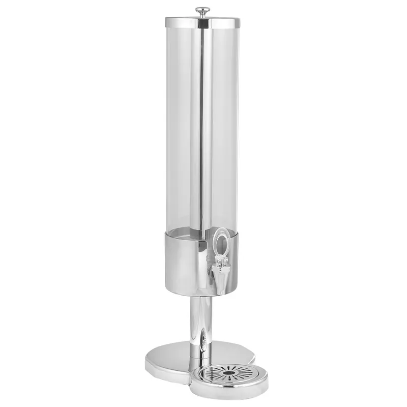Eastern Tabletop 7521 1.5 Gallon Slim Stainless Steel Beverage Dispenser with Acrylic Container and Ice Core Exclusive