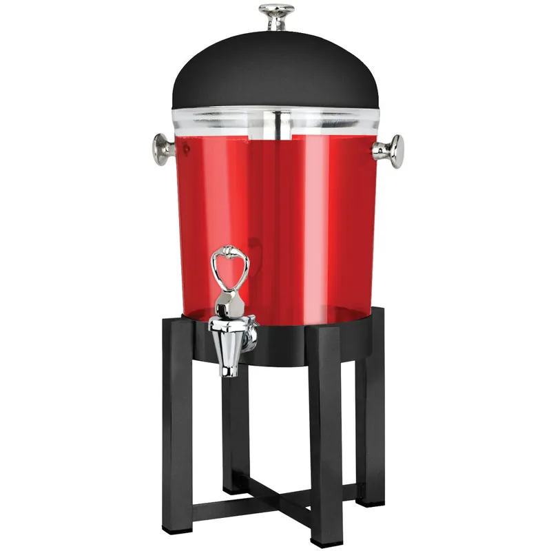 Eastern Tabletop 7522MB P2 2 Gallon Black Coated Stainless Steel Beverage Dispenser with Acrylic Container and Ice Core Exclusive