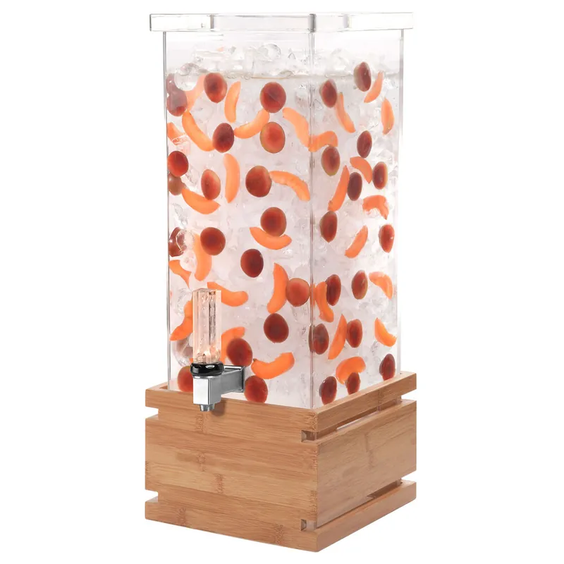 Rosseto LD131 4 Gallon Clear Acrylic Square Beverage Dispenser with Bamboo Base Top Pick